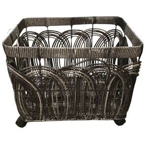 At Home Woven Rattan Rolling Decorative Basket